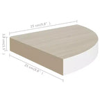 Set di 2 mensole angolari da parete in MDF a nido d'ape color quercia e bianco, metallo