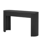 Consolle moderna con 2 cassetti a scomparsa, piano ovale e design scanalato per ingresso e soggiorno