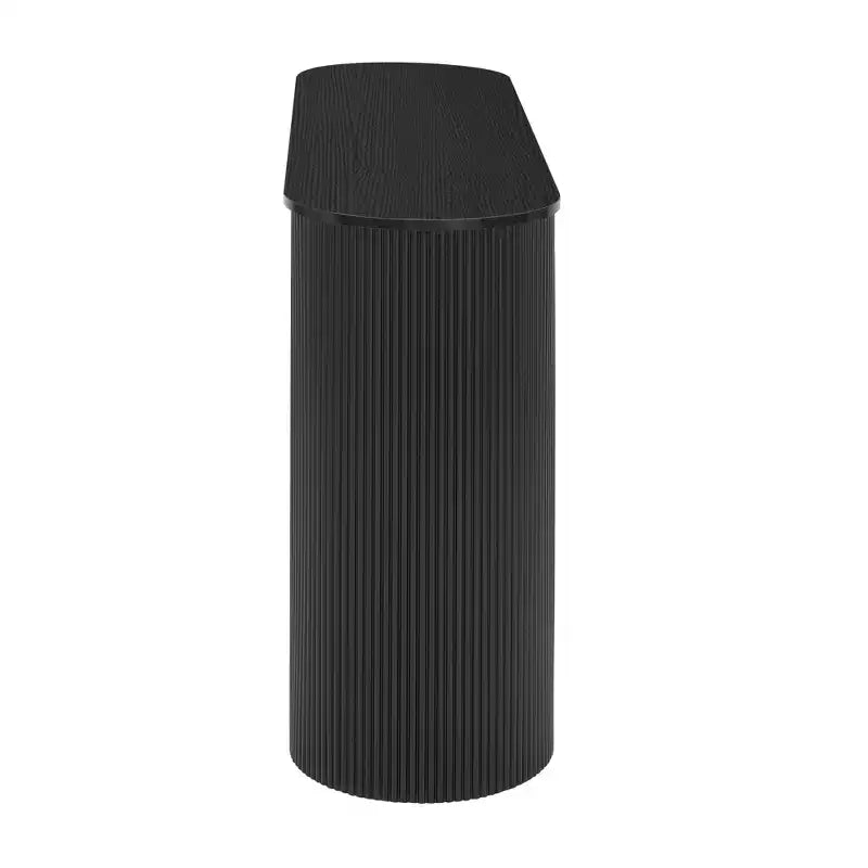 Consolle moderna con 2 cassetti a scomparsa, piano ovale e design scanalato per ingresso e soggiorno