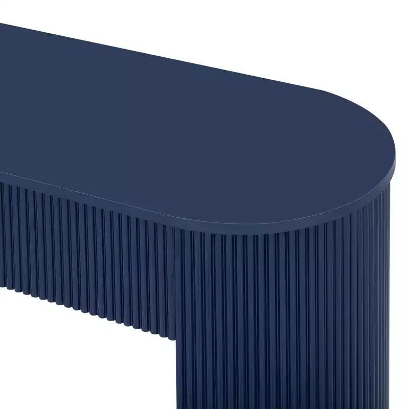 Consolle moderna con 2 cassetti a scomparsa, piano ovale e design scanalato per ingresso e soggiorno