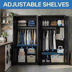 Armadio Metallico, Acciaio Laminato a Freddo da 0,6 mm 2 Ripiani Asta Appendiabiti per Cabina Armadio