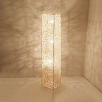Lampada da terra in rattan LED a colonna con spina per soggiorno