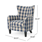 Poltrona imbottita schienale alto Modern Retro 30,25" con gambe in legno per soggiorno