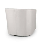 Poltrona girevole accent, stile classico a botte, tessuto beige grano