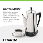 Caffettiera in acciaio inox Presto, percolatore robusto da 12 tazze, colore argento - 2.79