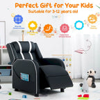 Poltrona Reclinabile Ergonomica Gymax per Bambini in Pelle con Poggiapiedi