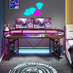 Scrivania da Gaming con Ripiano Monitor, Scrivania per PC Computer da 75 Pollici con Striscia LED