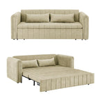 Divano letto moderno convertibile imbottito in velluto con braccioli arrotolati decorati con borchie in rame