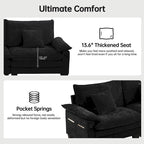 Divano Sezionale Modulare, Comodo Divano Sezionale Cloud con Pouf, Divano Letto a Seduta Profonda per Soggiorno