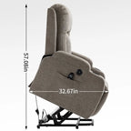 Poltrona reclinabile Power Lift, poltrona massaggiante moderna a motore singolo con riscaldamento lombare, porta di ricarica USB, portabicchieri
