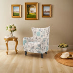 Poltrona imbottita schienale alto Modern Retro 30,25" con gambe in legno per soggiorno