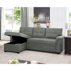 Divano sezionale reversibile con letto estraibile, chaise longue con contenitore nascosto, gambe durevoli,