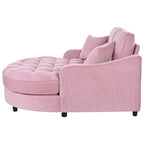 Divano Letto Chaise Longue in ciniglia, Divano Imbottito con Schienale Trapuntato e 2 Cuscini Rimovibili per Soggiorno