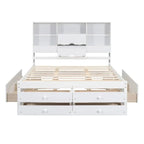 Letto a piattaforma King Size con testiera contenitore e 8 cassetti