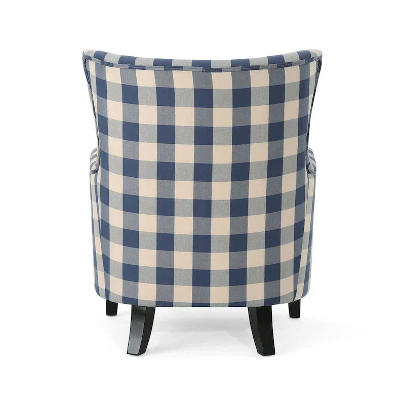 Poltrona imbottita schienale alto Modern Retro 30,25" con gambe in legno per soggiorno