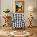 Poltrona imbottita schienale alto Modern Retro 30,25" con gambe in legno per soggiorno