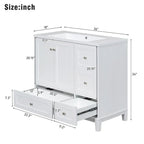 Mobile bagno da 36 pollici con ricarica USB, lavabo in resina, telaio in legno massello, 3 cassetti contenitori
