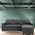 Divano sezionale reversibile con letto estraibile, chaise longue con contenitore nascosto, gambe durevoli,