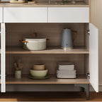 Credenza grande in legno e vetro con alzata superiore