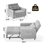 Divano letto trasformabile 3-in-1, Poltrona letto estraibile, Letto pieghevole convertibile per soggiorno