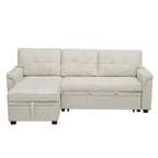 Divano componibile convertibile reversibile con letto estraibile, chaise longue con contenitore nascosto e gambe durevoli