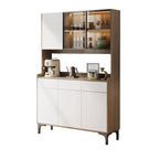 Credenza grande in legno e vetro con alzata superiore