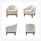Poltrona a botte Augus Modern Boucle con gambe in legno massello di HULALA HOME