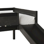 Letto a soppalco basso classico singolo CraftPorch con lavagna, scivolo e scaletta