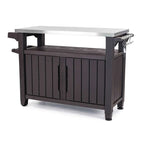 Carrello da bar per feste all'aperto con ruote, contenitore e ripiano portaoggetti, marrone scuro - 35,4 A x 48,7 L x 20,4 P