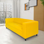 Divano a 3 posti in stile Mid-Century Modern, similpelle, struttura in legno massello, imbottito