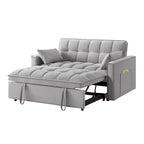 Divano letto a due posti 4 in 1 con braccioli e tasche portaoggetti, divano letto estraibile multifunzionale trapuntato con schienale regolabile