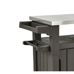 Carrello da bar per feste all'aperto con ruote, contenitore e ripiano portaoggetti, marrone scuro - 35,4 A x 48,7 L x 20,4 P