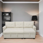 Divano sezionale reversibile con letto estraibile, chaise longue con contenitore nascosto, gambe durevoli,