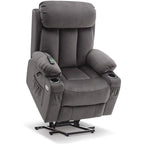 MCombo Poltrona Reclinabile Grande Elettrica con Poggiapiedi Esteso per Anziani Robusti e Alti, Telecomando, Portabicchieri, Tessuto 7426