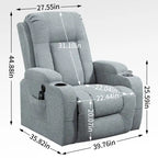 Poltrona reclinabile Power Lift, poltrona massaggiante moderna a motore singolo con riscaldamento lombare, porta di ricarica USB, portabicchieri