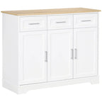 Credenza da Cucina Bianca con 3 Cassetti e Ripiano Regolabile
