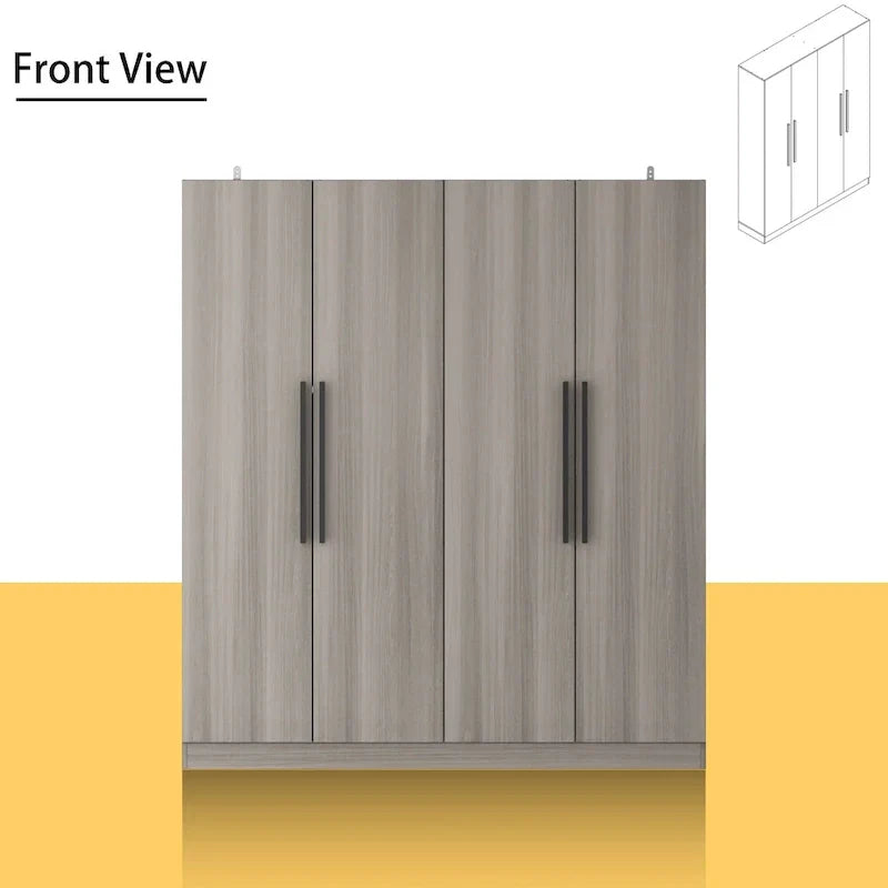 Armadio moderno freestanding in legno massiccio con ripiani
