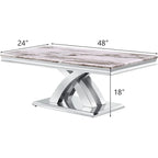 Tavolino da Caffè Moderno 48, Tavolino Rettangolare con Base a X, Tavolino Pedestal per Soggiorno