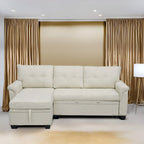 Divano sezionale reversibile con letto estraibile, chaise longue con contenitore nascosto, gambe durevoli,