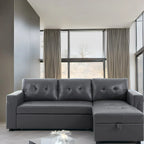 Divano sezionale reversibile con letto estraibile, chaise longue con contenitore nascosto, gambe durevoli,