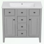 Mobile bagno con lavabo in ceramica, due ante e cinque cassetti
