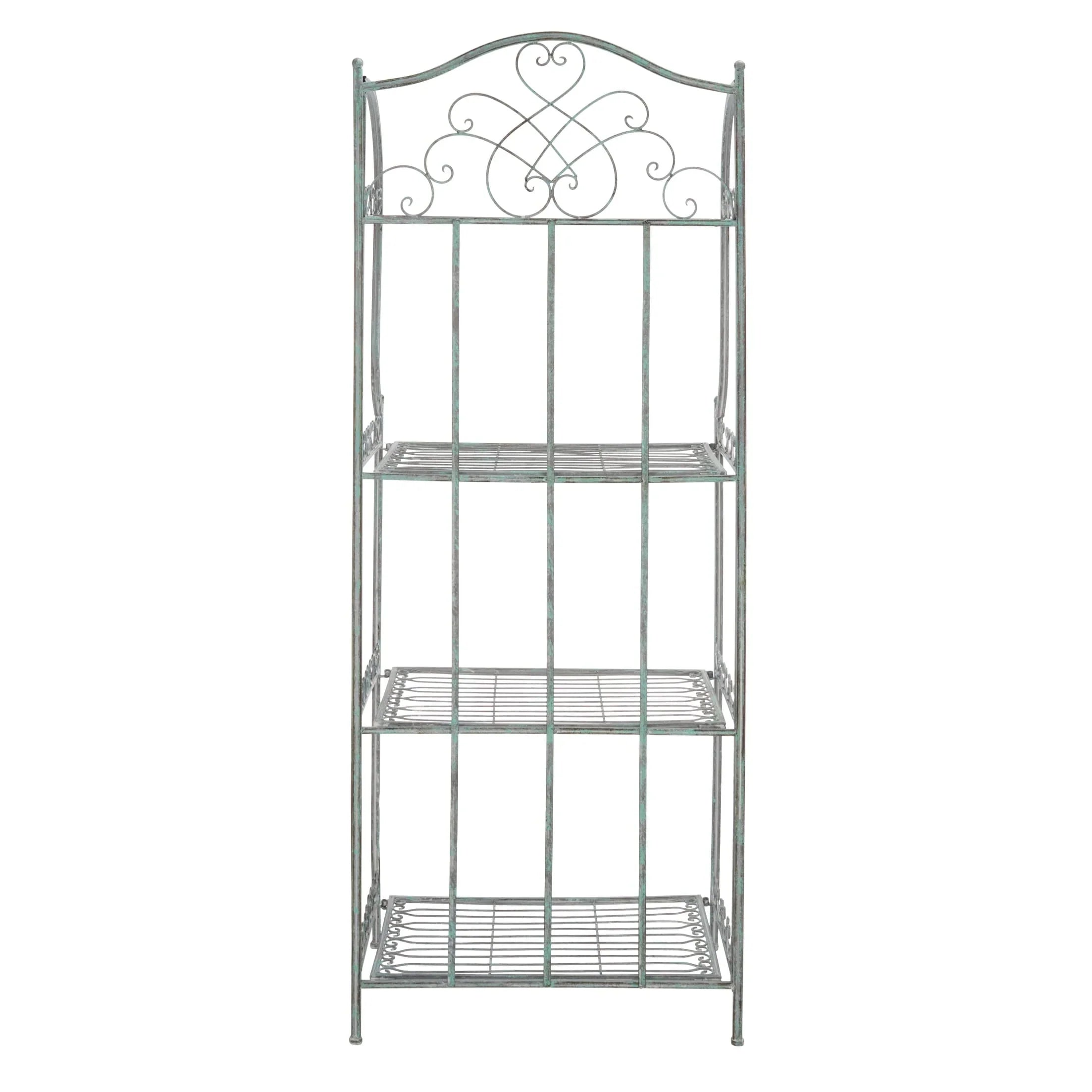 SAFAVIEH Bryn Scaffale da panettiere da esterno a 4 ripiani in ferro battuto vittoriano - 25 pollici L x 15 pollici P x 63 pollici H - 25 L x 15 P x 63 H