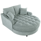 Divano Letto Chaise Longue in ciniglia, Divano Imbottito con Schienale Trapuntato e 2 Cuscini Rimovibili per Soggiorno