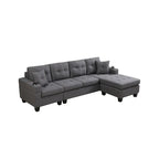 Divano componibile da soggiorno con chaise longue a L e portabicchieri