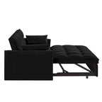 Divano letto a due posti 4 in 1 con braccioli e tasche portaoggetti, divano letto estraibile multifunzionale trapuntato con schienale regolabile