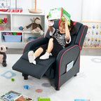 Poltrona Reclinabile Ergonomica Gymax per Bambini in Pelle con Poggiapiedi