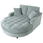 Divano Letto Chaise Longue in ciniglia, Divano Imbottito con Schienale Trapuntato e 2 Cuscini Rimovibili per Soggiorno