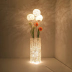 Lampada da terra in rattan LED a colonna con spina per soggiorno