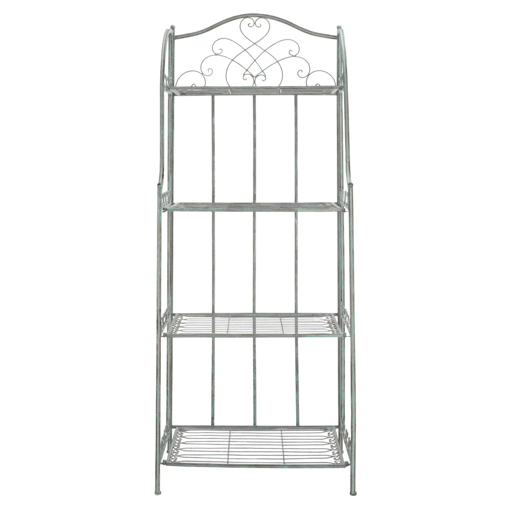 SAFAVIEH Bryn Scaffale da panettiere da esterno a 4 ripiani in ferro battuto vittoriano - 25 pollici L x 15 pollici P x 63 pollici H - 25 L x 15 P x 63 H
