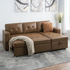Divano sezionale reversibile con letto estraibile, chaise longue con contenitore nascosto, gambe durevoli,